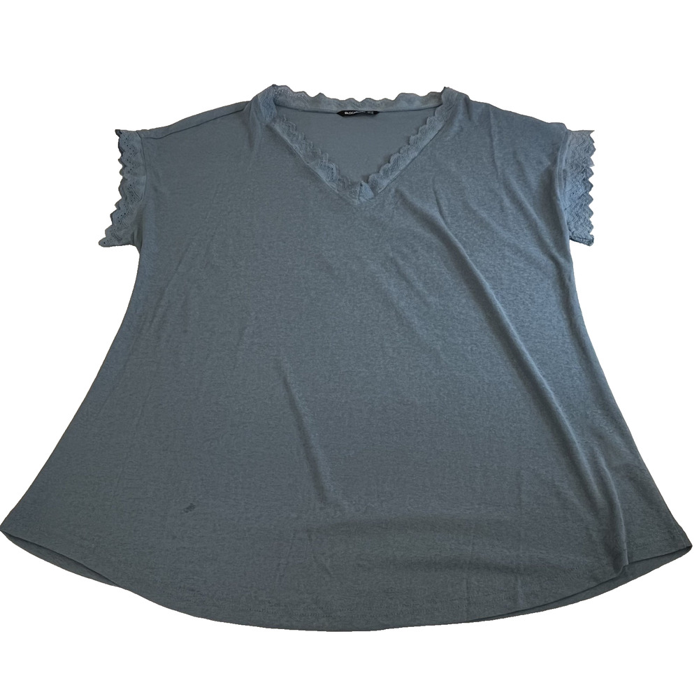 BloomChic Womens Blue Tunic Lace Trim Top Plus Size 12 Casual